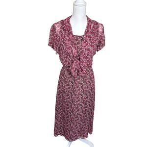 Vintage Floral Silk 2 Piece Dress‎ Set Cottagecore Practical Magic 6P